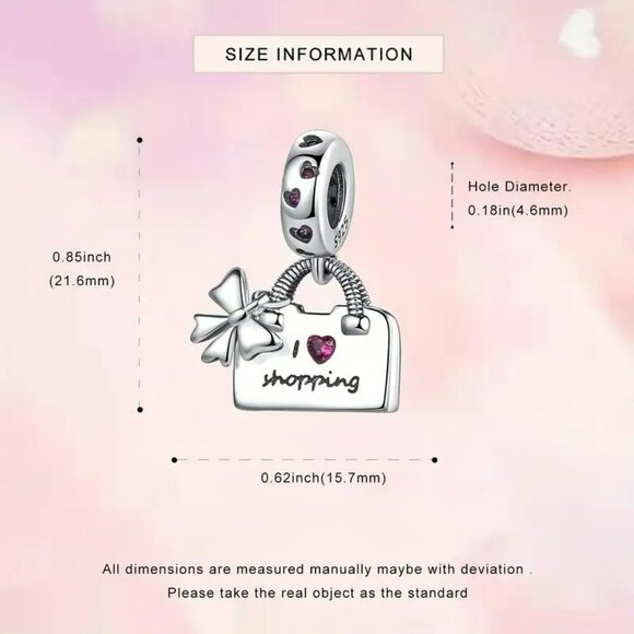 Shopping Bag Charm With Bow & Heart Accents (SKU # 3052) - Picture 2 of 6